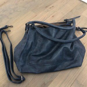 blue leather hobo bag
